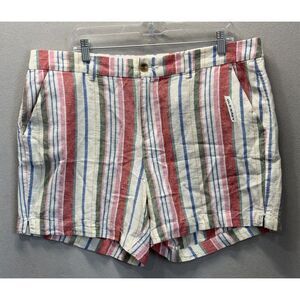 Old Navy Everyday Short Mid Rise Linen Blend Beach Striped Shorts‎ Women's Sz 16